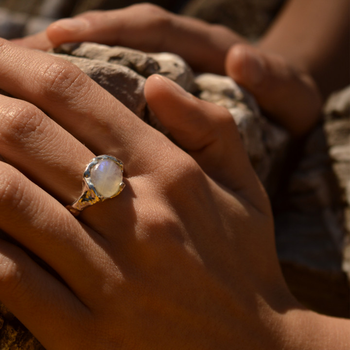 Moonstone Rainbow Ring