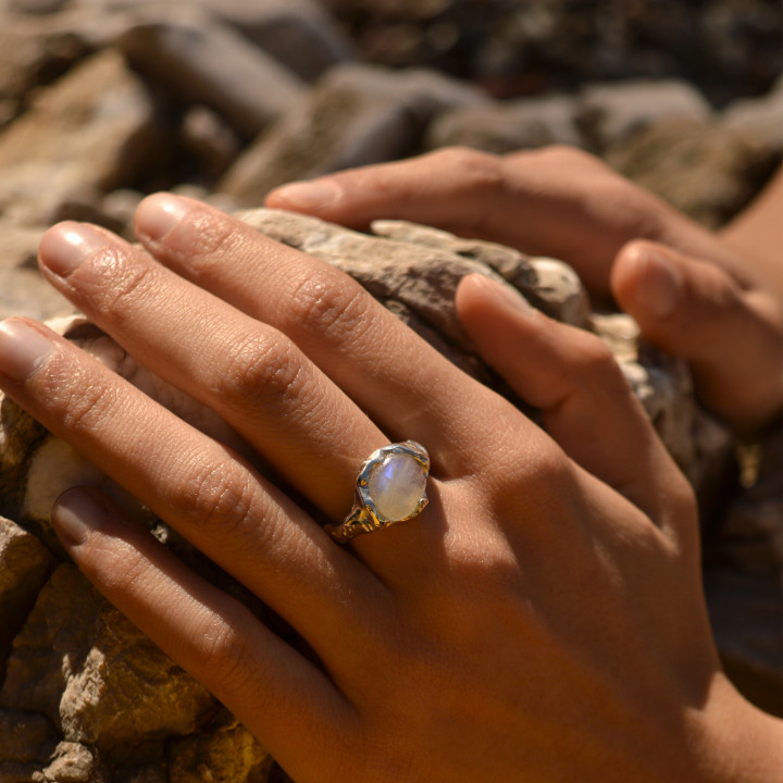 Moonstone Rainbow Ring
