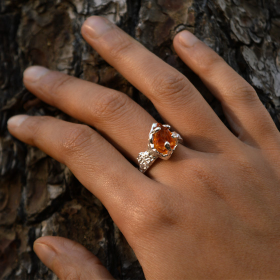 Citrine Quartz Crown Ring