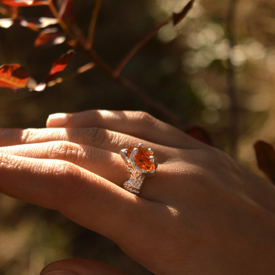 Citrine Quartz Crown Ring