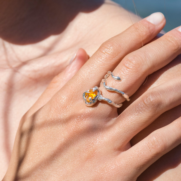 Citrine Quartz V Δαχτυλίδι