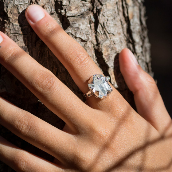 Herkimer Diamond V Ring