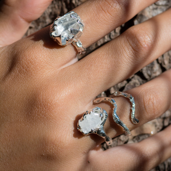 Herkimer Diamond V Ring