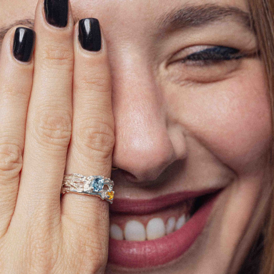 Blue Topaz Coral Ring